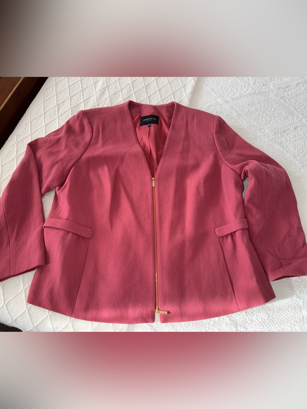 Lafayette 148 New York Rose Pink Zip-Front Jacket